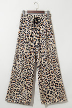 Parchment Leopard Drawstring Elastic Waistband Flowy Wide Leg Pants - $275.59 MXN