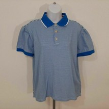 Robert Graham X Women&#39;s Polo Shirt Size Large Blue White Striped TA21 - £9.73 GBP