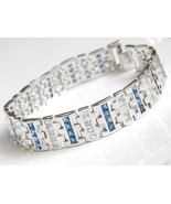 New Men&#39;s Bracelet with Blue white CZ 9inch length 1/2&quot; wide - $14.80