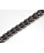 New Stainless Steel Silver and Black Enamel Chain link Mens Bracelet 8 1... - $14.80