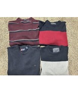 Men&#39;s XL Thick Sweater Lot of 4 - Nautica Chaps - Striped Blue Red Pullover - £38.91 GBP