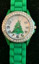New ladies&#39; Geneva rhinestone bezel Christmas tree green quartz wristwatch - £15.56 GBP
