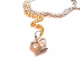 Silver and Gold Adjustable Belly Chain Waist Chain with Crown Charm - £17.54 GBP