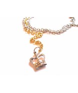 Silver and Gold Adjustable Belly Chain Waist Chain with Crown Charm - £17.20 GBP