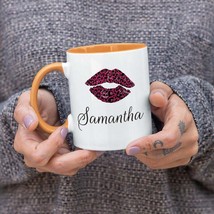 Custom Red Cheetah Animal Print Red Lips  Coffee Mug,Personalized gift f... - $11.00