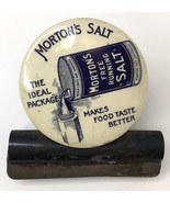 Vtg Morton&#39;s Salt The Ideal Package Makes Food Taste Better Metal Chip B... - £56.41 GBP