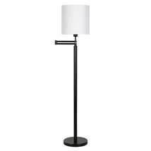 62&quot; Black Swing Arm Floor Lamp With White Frosted Glass Drum Shade - £152.83 GBP