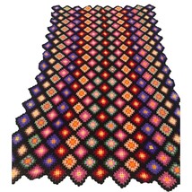 Colorful Vintage Rosanne Afghan Throw, Hand Knitted or Crocheted Multicolored Fl - £284.34 GBP