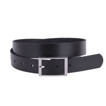 Classic Rectangle Buckle Leather Belt Black Small - $25.74