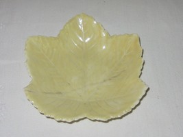 Vintage Belleek Ireland Porcelain Ceramic Small Leaf Trinket Dish Light Yellow - £18.68 GBP