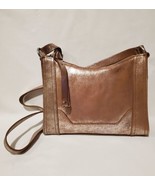 Frye Melissa Metallic Silver Distressed Leather Zip Crossbody Bag Purse ... - £78.20 GBP