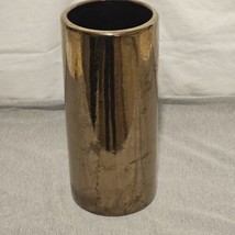 Haeger Art Pottery Textured Bronze Cylinder Vase Brown 9&quot;Tall 2003 #917-81 - £38.29 GBP