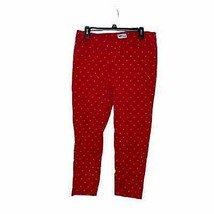 Old Navy Women Pixie Pants Polka Dot Ankle Length Stretch Mid-Rise Red/White 12R - $16.97