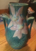 Vintage Roseville Pottery Clematis Vase, Shape 108-8, #23  Blue 8.25 Inches - £126.41 GBP