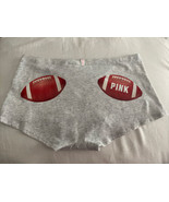 Victoria’s Secret PINK Underwear Boyshort Panty Grey Size Medium NWT Footballs - $15.59