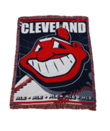Vtg 90s Spell Out Chief Wahoo Cleveland Indians Baseball Fringed Blanket... - $932.00 MXN