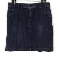 Eddie Bauer Womens Skirt Size 10 Medium Wash Flap Pockets Stretch Denim  - $16.64