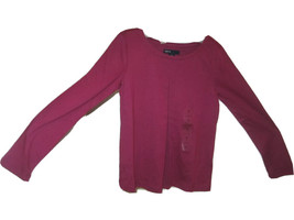 New GAP Kids Girl Long Sleeve Pleated Hot Pink Cotton T-shirt Sz 6 7 Crew Neck - £11.86 GBP