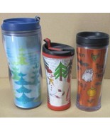 LOT OF (3) STARBUCKS COFFEE COMPANY 8 - 16 Oz HOLIDAY TRAVEL TUMBLERS LE... - £44.50 GBP