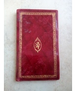Antique Red Leather Royal Crest Gold Guild Bill Fold  - £27.56 GBP