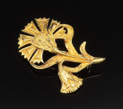 925 Sterling Silver - Vintage Gold Plated Double Flower Brooch Pin - BP9695 - $36.43