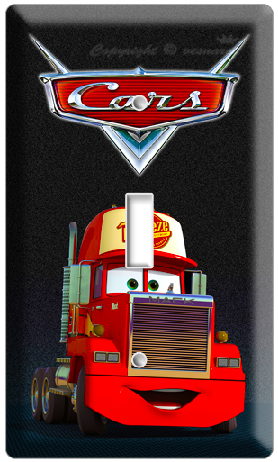 DISNEY'S MOVIE CARS 2 MACK TRUCK SINGLE LIGHT SWITCH WALL PLATE BOY'S ROOM DECOR