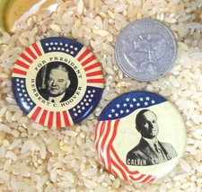 Vintage Reproduction Campaign Buttons Calvin Coolidge and Herbert Hoover - £14.79 GBP