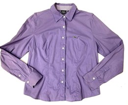 Le Tigre Shirt Womens Large Purple Vintage Classic Long Sleeve Tiger Logo 80s - £5.22 GBP