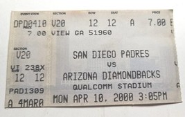 San Diego Padres  vs Diamondbacks Ticket Stub April 10 2000. Nice - £7.41 GBP