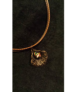 Handmade Dichroic Fused Glass Dragon's Eye Leather Necklace - £15.97 GBP