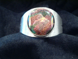 Womens Mens Unisex Dichroic Fused Glass and Metal Cuff  Bracelet ~ Beautiful - £35.97 GBP