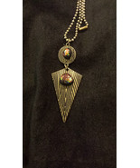 Handmade Dichroic Fused Glass on Tribal Triangle Brass Tone Necklace ~ S... - $15.00