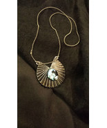 Handmade Blue and Silver Dichroic Fused Glass on Silver Tone Fan Backgro... - $25.00
