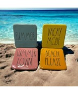 Set of 4 Rae Dunn Magenta Coasters Beach Please Vacay Mode Summer Lovin ... - £14.13 GBP