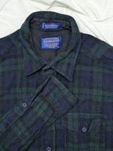 Pendleton Outdoorsman Black Watch Green Tartan Plaid Wool Shirt Men&#39;s Large - £34.11 GBP