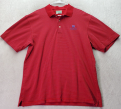 Oxford Golf Polo Shirt Men XL Red Blue Striped Buzz Off Slit Short Sleeve Collar - £14.74 GBP