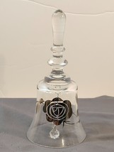 Vintage Crystal-Clear Industries Crystal Hand Bell with Platinum Rose Hungary - £9.34 GBP