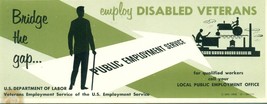 1956 DISABLED VETERANS U.S. Department of Labor vintage employment blotter - £7.87 GBP