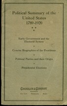 Political Summary Of The United States 1789 1920 (1920) Chandler &amp; Company Bklt - £7.73 GBP
