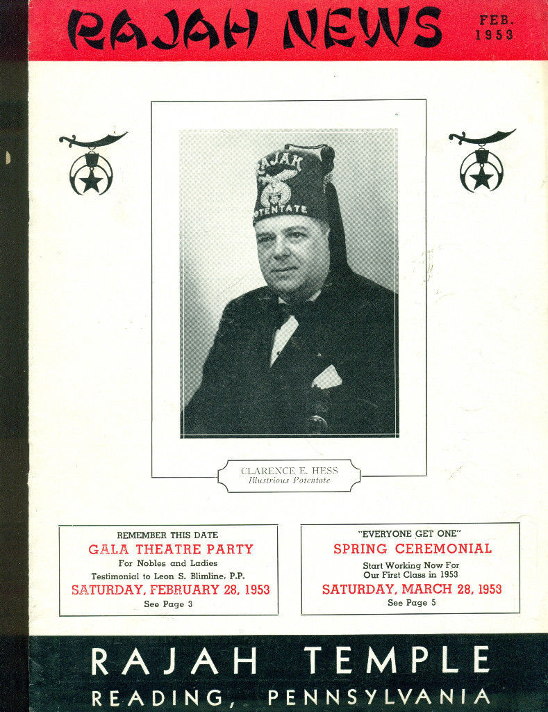 RAJAH NEWS February 1953 Shriner/Masonry Magazine (Reading PA) local ads - $9.89