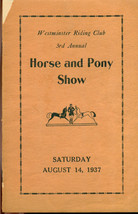 Westminster Riding Club 3rd Annual 1937 Horse And Pony Show Program - £7.78 GBP