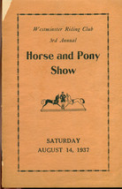 WESTMINSTER RIDING CLUB 3rd Annual 1937 Horse and Pony Show Program - $9.89