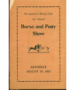WESTMINSTER RIDING CLUB 3rd Annual 1937 Horse and Pony Show Program - $13.56 CAD