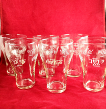 Coca Cola Drinking Glasses Set of 6 Multiple Languages Japanese Arabic Hebrew - £11.85 GBP