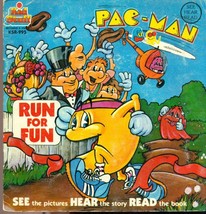 PAC-MAN Run for Fun (1980) Kid Stuff  softcover book with 33-1/3 RPM record - £11.68 GBP
