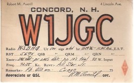 QSL CARD vintage card (1936) from Concord, New Hampshire - £7.81 GBP
