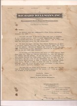 1927 HELLMANN&#39;S MAYONNAISE printed letter from the company re: the new c... - £7.75 GBP