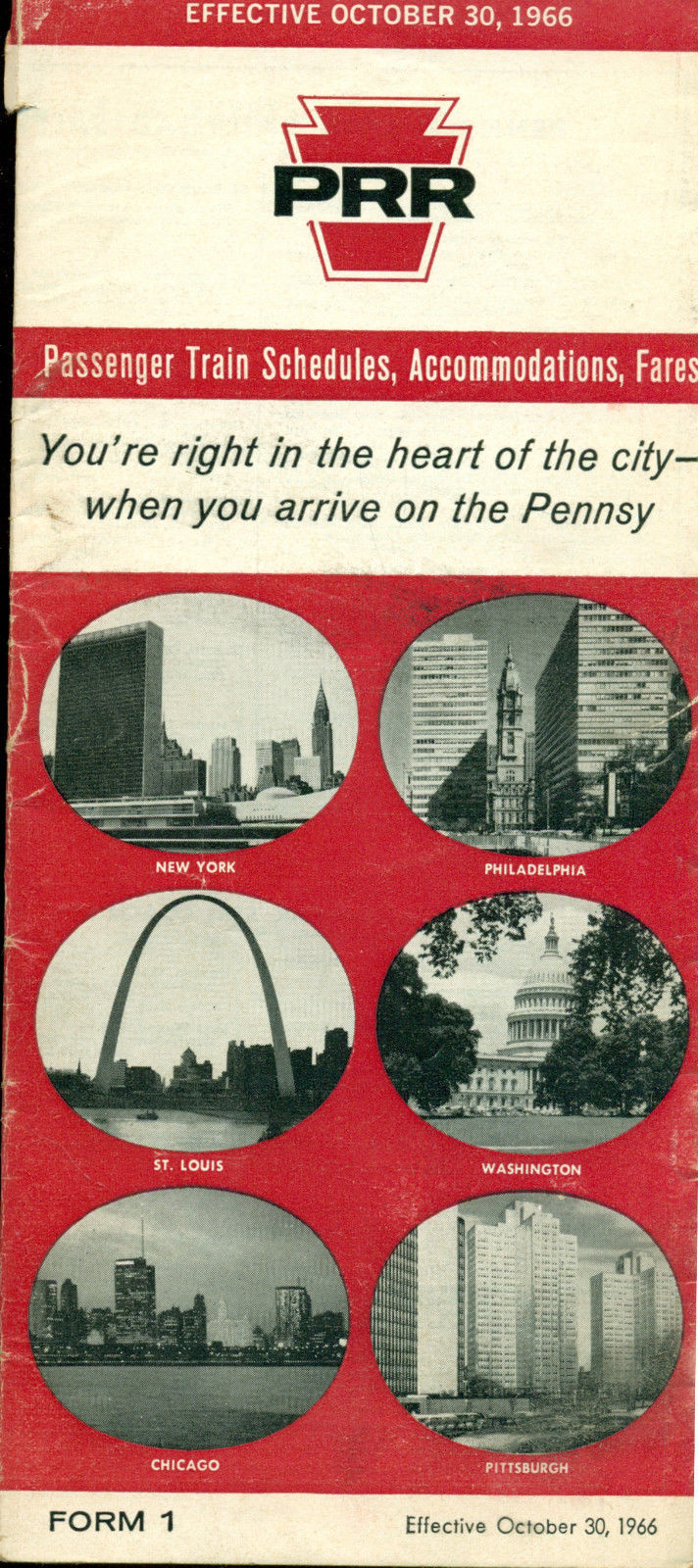 1966 PENNSYLVANIA RAILROAD October 30 Time Tables form 1 - $9.89