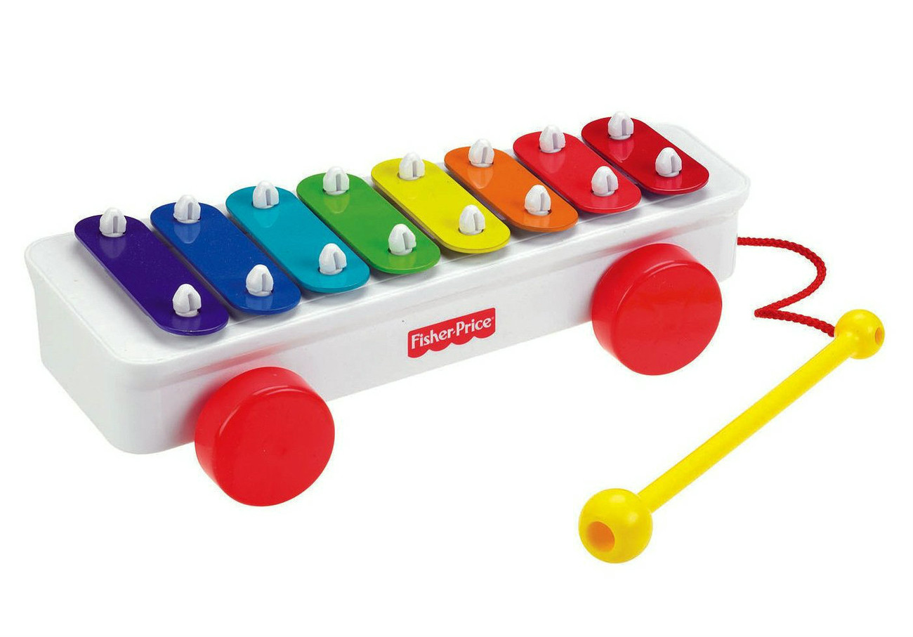 Fisher Price Brilliant Basics Classic Xylophone Musical Pull Toy Rainbow Colors - $11.90