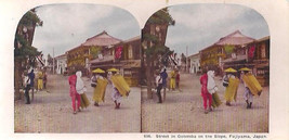 vintage color STEREOVIEW of street in Gotemba on the Slope, Fujiyama, Japan - $9.89